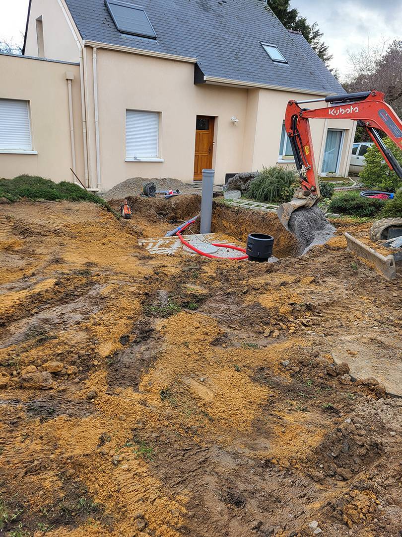 terrain assainissement pelle